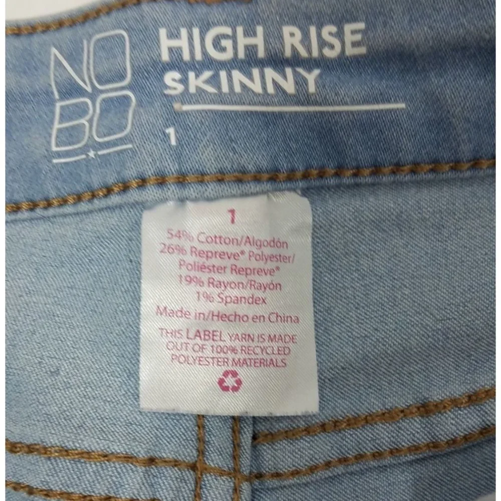 No Bounderies Womens Jeans size 1 High Rise Skinny size 1 light blue mom jeans